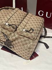Fortok Gucci Medium Backpack with Logo Fabric in Brown 40x36.5x23cm - 4