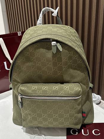 Fortok Gucci Medium Backpack with Logo Fabric in Green 40x36.5x23cm