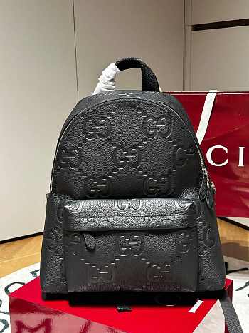 Fortok Gucci Medium Jumbo GG backpack in black leather Black 35.5x 40x 17cm