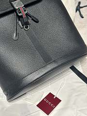 Fortok Gucci Medium Backpack with Web in black leather 34x 40x 12cm - 5
