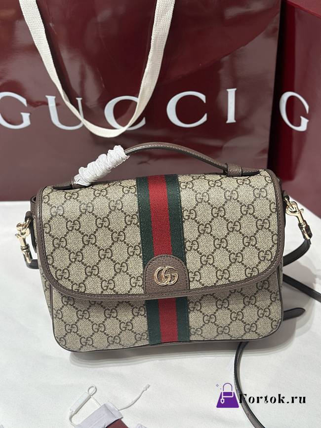 Fortok Gucci Ophidia medium top handle bag Brown 24×17.5×11.5cm - 1