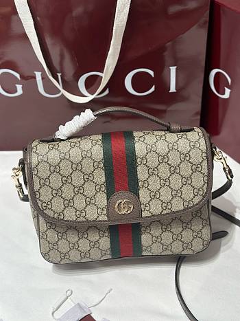 Fortok Gucci Ophidia medium top handle bag Brown 24×17.5×11.5cm