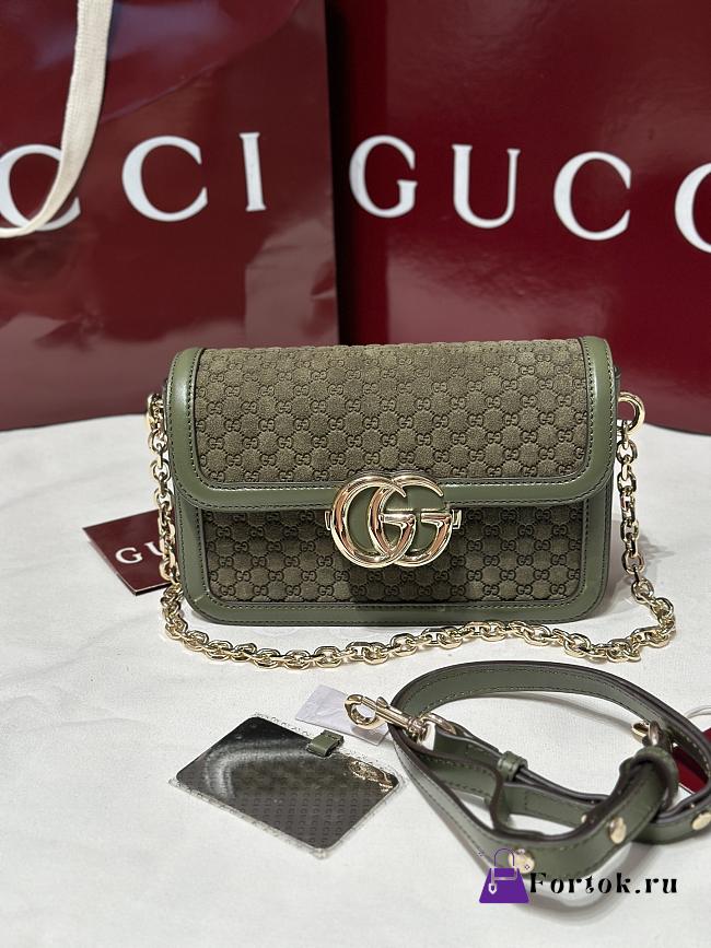Fortok  Gucci GG Marmont small shoulder bag in a green hue 1.5×14x9cm - 1