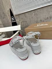 Fortok Christian Louboutin Pyraclou Silver 60 mm Espadrilles Twinkle Pattern - 5