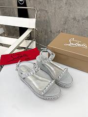 Fortok Christian Louboutin Pyraclou Silver 60 mm Espadrilles Twinkle Pattern - 4
