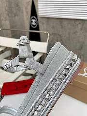 Fortok Christian Louboutin Pyraclou Silver 60 mm Espadrilles Twinkle Pattern - 3