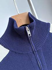 Fortok Gucci Cotton Knit Zip Bomber Jacket in blue - 2