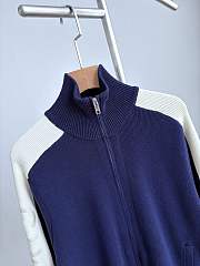 Fortok Gucci Cotton Knit Zip Bomber Jacket in blue - 3