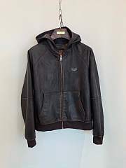 Fortok Prada Hooded Leather Jacket Brown - 1