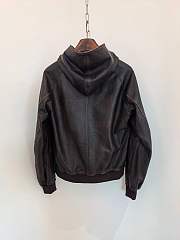 Fortok Prada Hooded Leather Jacket Brown - 2