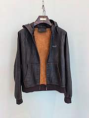 Fortok Prada Hooded Leather Jacket Brown - 3