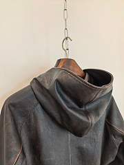 Fortok Prada Hooded Leather Jacket Brown - 5