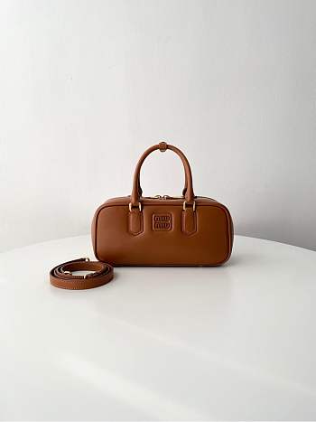 Fortok Miu Miu Arcadie Leather Medium Bag Brown 12×27×9cm