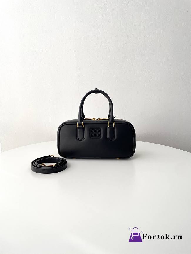 Fortok Miu Miu Arcadie Leather Medium Bag Black 12×27×9cm - 1