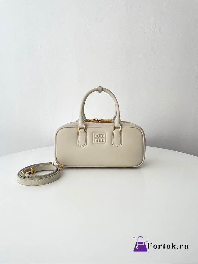 Fortok Miu Miu Arcadie Leather Medium Bag Ivory 12×27×9cm - 1