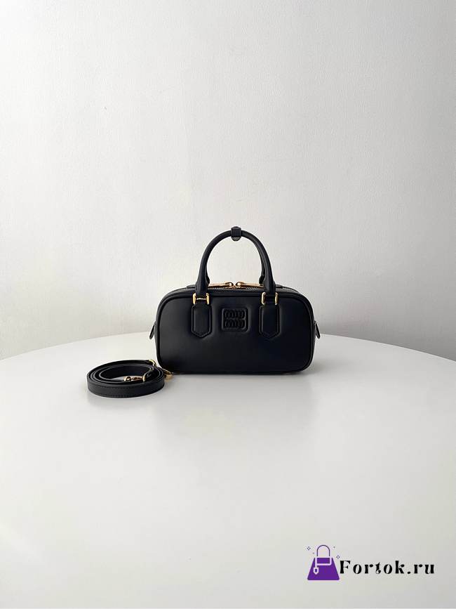 Fortok Miu Miu Arcadie Leather Small Bag Black 10.5×22×7.5cm - 1