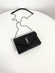 Fortok Saint Laurent Cassandre Envelope Chain Wallet Silver Hardware Black 19x12.5x3.5cm - 6