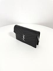 Fortok Saint Laurent Cassandre Envelope Chain Wallet Silver Hardware Black 19x12.5x3.5cm - 5
