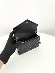 Fortok Saint Laurent Cassandre Envelope Chain Wallet Silver Hardware Black 19x12.5x3.5cm - 2