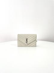 Fortok Saint Laurent Cassandre Envelope Chain Wallet Silver Hardware Ivory 19x12.5x3.5cm - 1