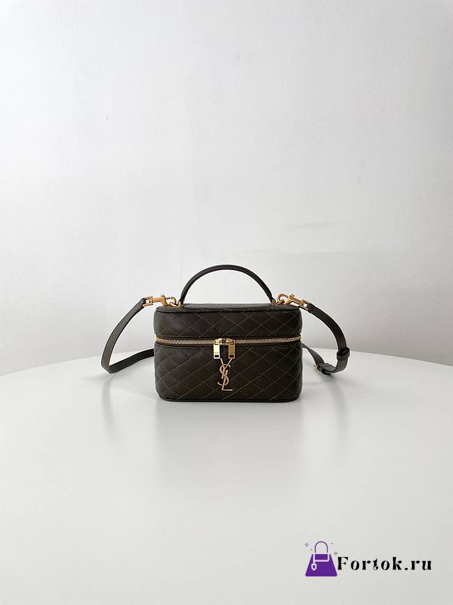 Fortok Saint Laurent Gaby Vanity Bag in Lambskin Green 18x11x6.5cm - 1