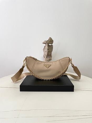 Fortok Prada Re-Nylon Demi-lune shoulder bag Camel Brown 30 x 13.5 x 6cm
