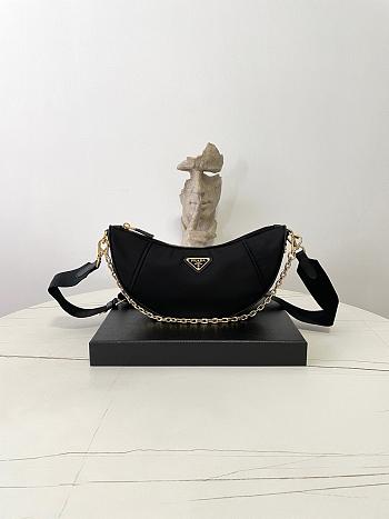 Fortok Prada Re-Nylon Demi-lune shoulder bag Black 30 x 13.5 x 6cm