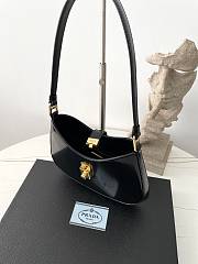 Fortok Prada Cleo brushed leather shoulder bag with clasp closure Black 22×18.5×4.5cm - 4