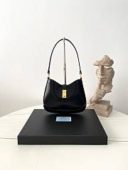 Fortok Prada Cleo brushed leather shoulder bag with clasp closure Black 22×18.5×4.5cm - 1