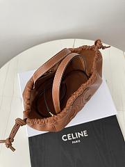 Fortok Celine Cabas Drawstring Cuir Triomphe in Smooth Calfskin Leather Brown 22× 17× 15cm - 6