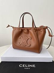 Fortok Celine Cabas Drawstring Cuir Triomphe in Smooth Calfskin Leather Brown 22× 17× 15cm - 5