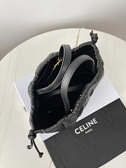Fortok Celine Cabas Drawstring Cuir Triomphe in Smooth Calfskin Leather Black 22× 17× 15cm - 5