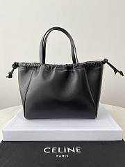 Fortok Celine Cabas Drawstring Cuir Triomphe in Smooth Calfskin Leather Black 22× 17× 15cm - 3