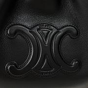 Fortok Celine Cabas Drawstring Cuir Triomphe in Smooth Calfskin Leather Black 22× 17× 15cm - 2