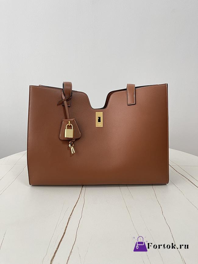 Fortok Celine Cabas 16 Soft Tote Bag in tan or brown calfskin leather Brown 37×29×12cm - 1