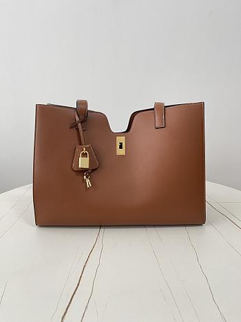 Fortok Celine Cabas 16 Soft Tote Bag in tan or brown calfskin leather Brown 37×29×12cm