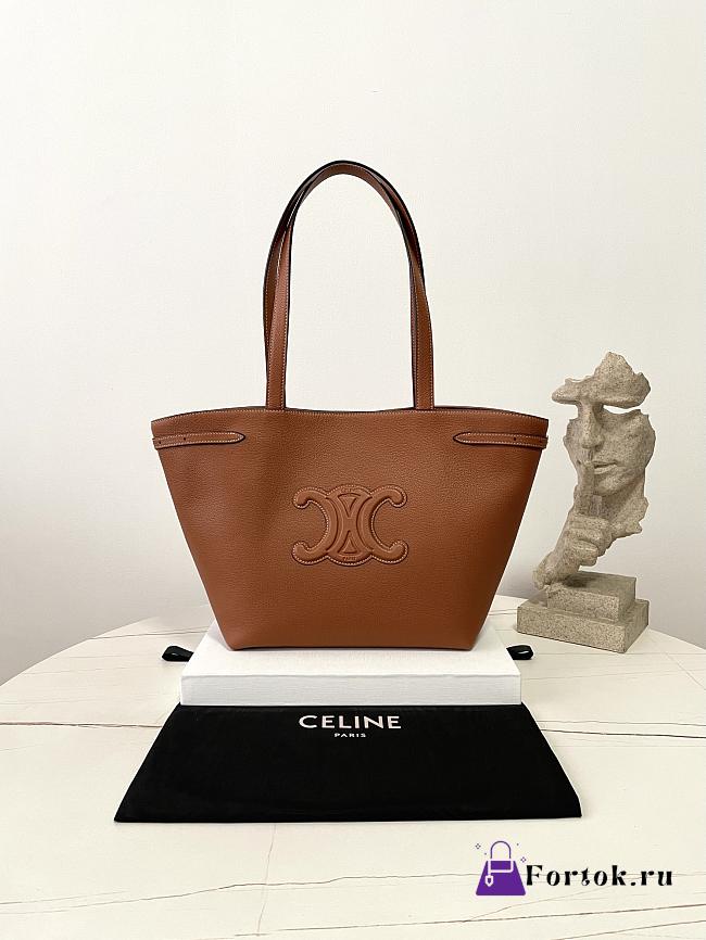 Fortok  CELINE Medium Cabas Anaïs Cuir Triomphe In Grained Calfskin Leather Brown 28×24×12cm - 1