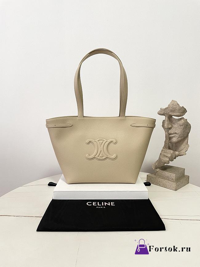 Fortok  CELINE Medium Cabas Anaïs Cuir Triomphe In Grained Calfskin Leather Beige 28×24×12cm - 1