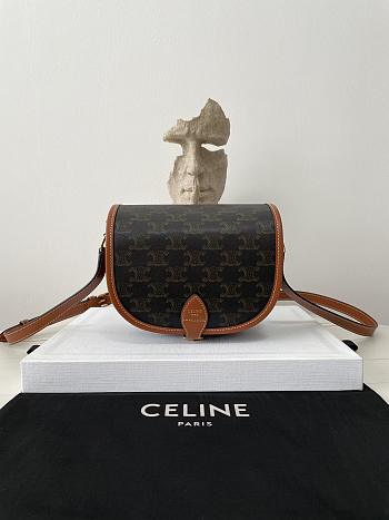 Fortok Celine Medium Folco Bag In Triomphe Canvas And Calfskin Leather 18 X 17 X 6.5cm