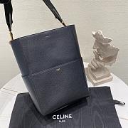 Fortok Celine Sangle Bucket Bag in Grained Calfskin Women Black 23×33×17cm - 5
