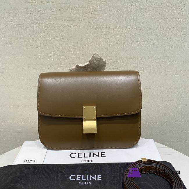 Fortok Celine Teen Classic Box Shoulder Bag Brown 24 X 18 X 7 cm - 1