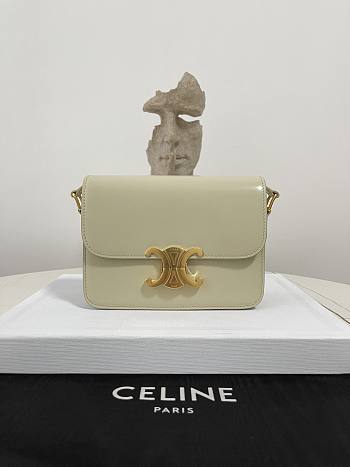 Fortok Celine Shiny Calfskin Teen Triomphe Bag White 18.5×14×6cm