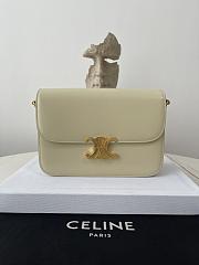 Fortok Celine Shiny Calfskin Teen Triomphe Bag White 22.5×16.5×7.5cm - 1