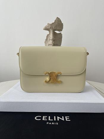 Fortok Celine Shiny Calfskin Teen Triomphe Bag White 22.5×16.5×7.5cm
