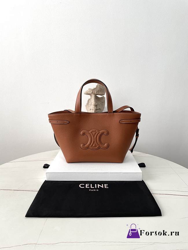 Fortok CELINE Mini Cabas Anaïs Cuir Triomphe In Grained Calfskin Leather Tan 20.5×19×9cm - 1