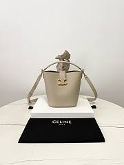 Fortok Celine Medium Bucket Louise Bag in smooth calfskin Grey 16×19×12cm - 1