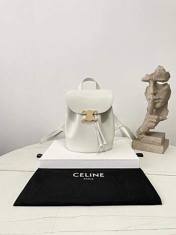 Fortok Celine Bonnie Backpack in smooth calfskin White 25×18×13cm