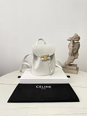 Fortok Celine Bonnie Backpack in smooth calfskin White 25×18×13cm - 5