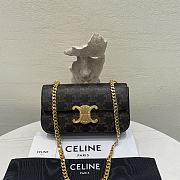 Fortok Celine Chain Shoulder Bag Claude in Triomphe Canvas and Calfskin 20.5×10.5×4cm - 2