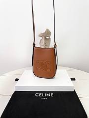 Fortok Celine Supple Calfskin Medium Triomphe Heloise Shoulder Bag in Tan 15×19.5×3cm - 5